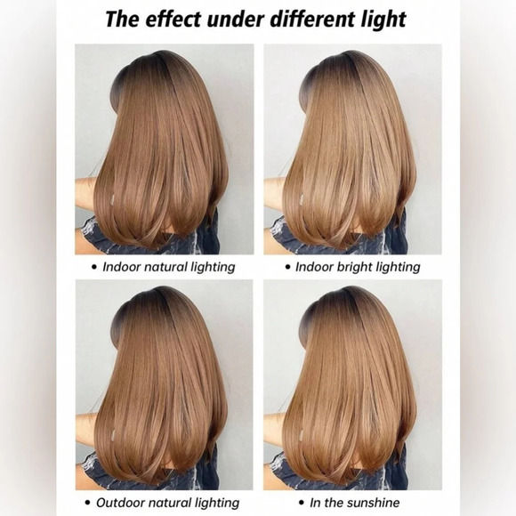 14” Short  Ombre  Black to Brown Natural color Synthetic Wig for Daily U… - Picture 9 of 12